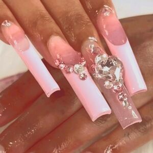 Pink Rhinestones Stick on Nails Eyeshadow Brush Fluffy Eyelashes Trio